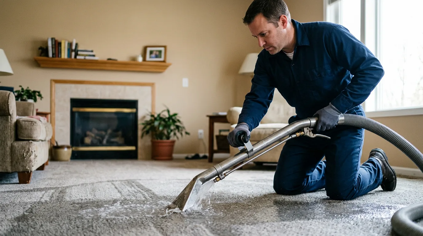 Water damage restoration technician working near Colchester, VT